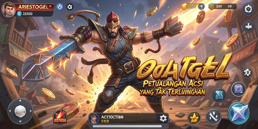 Tampilan menakjubkan dari antarmuka ARIESTOGEL saat bermain Action.