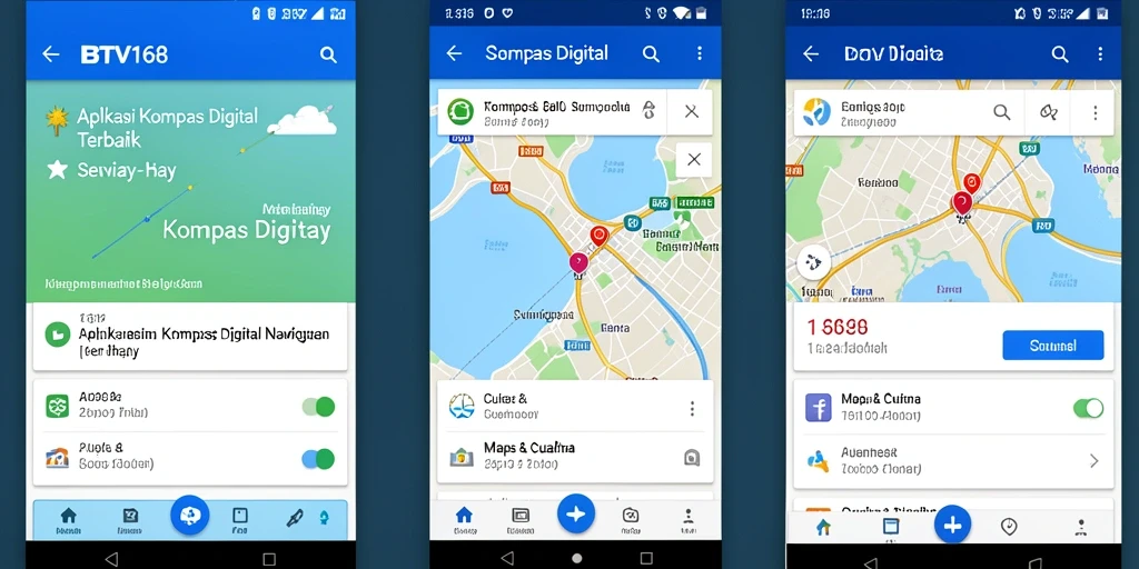 Tampilan antarmuka utama aplikasi Kompas Digital BTV168 yang interaktif.