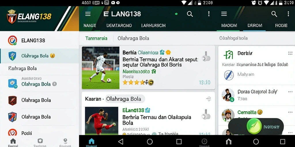 Tampilan antarmuka ELANG138 dengan berita olahraga bola terkini.