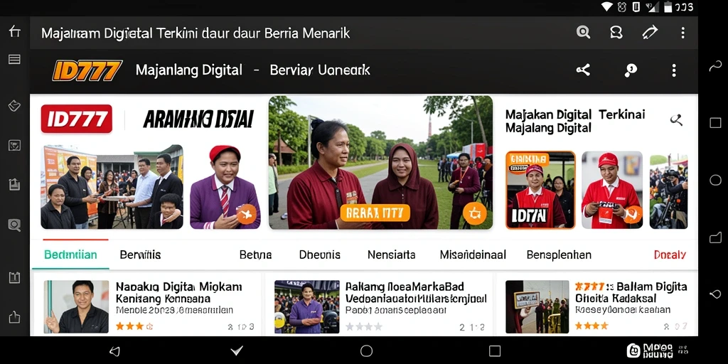 Antarmuka aplikasi Majalah Digital ID777 yang menarik dan fungsional.