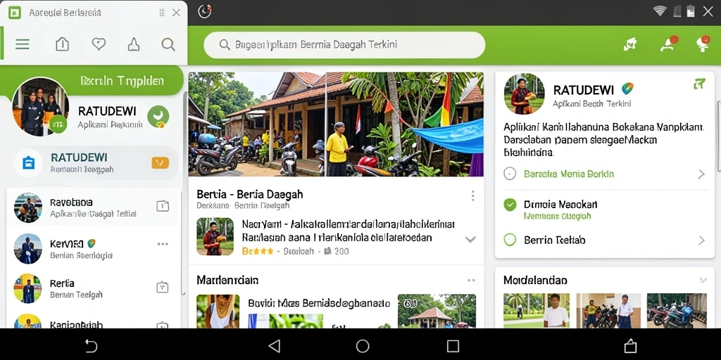Tampilan antarmuka aplikasi RATUDEWI untuk berita daerah.