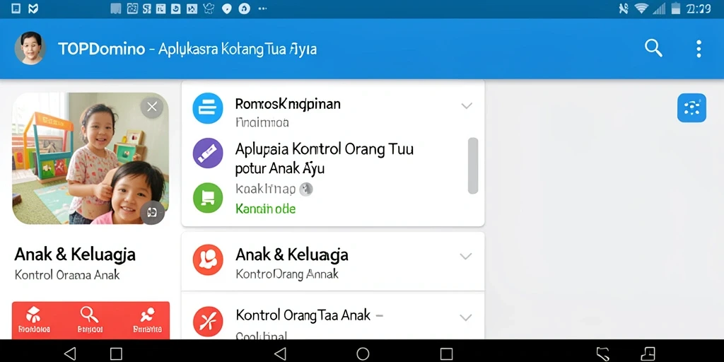 Antarmuka dan fitur utama aplikasi Kontrol Orang Tua TOPDOMINO